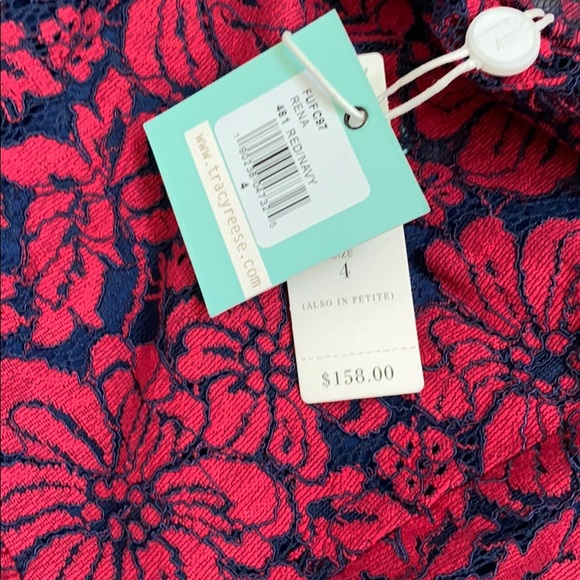 Anthropologie Tracy Reese Red/Navy Lace Dress - Picture 4 of 7